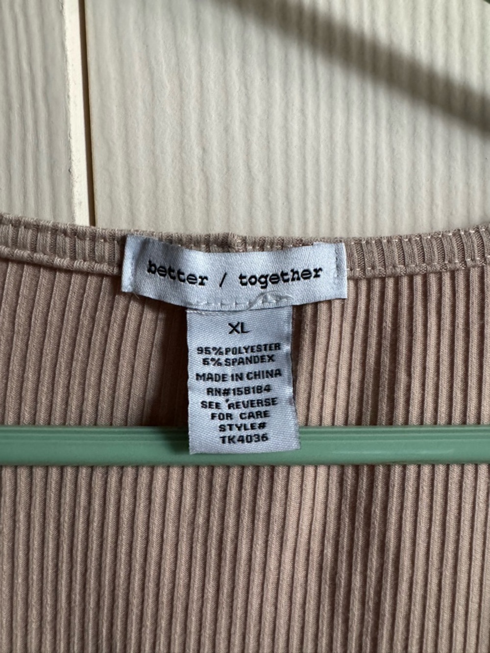Together Ribbed Square-Neck Crop Top - Beige - Picture 2 of 3